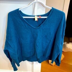Wide necked crop 100% cashmere sweater